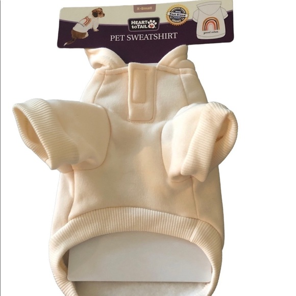 Heart To Tail Pet Sweatshirt XS GOOD VIBES Rainbow on Cream Short Sleeve PUG - Picture 2 of 4